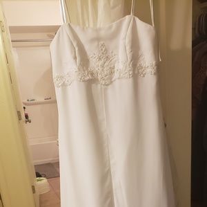 Spaghetti Strap Chiffon Split Front Wedding Dress